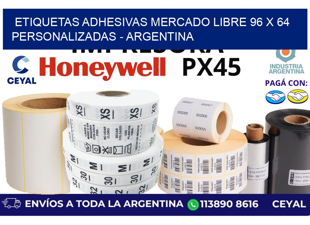 etiquetas adhesivas mercado libre 96 x 64 personalizadas - Argentina