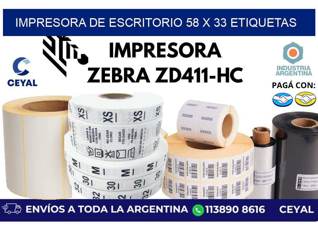 impresora de escritorio 58 x 33 etiquetas