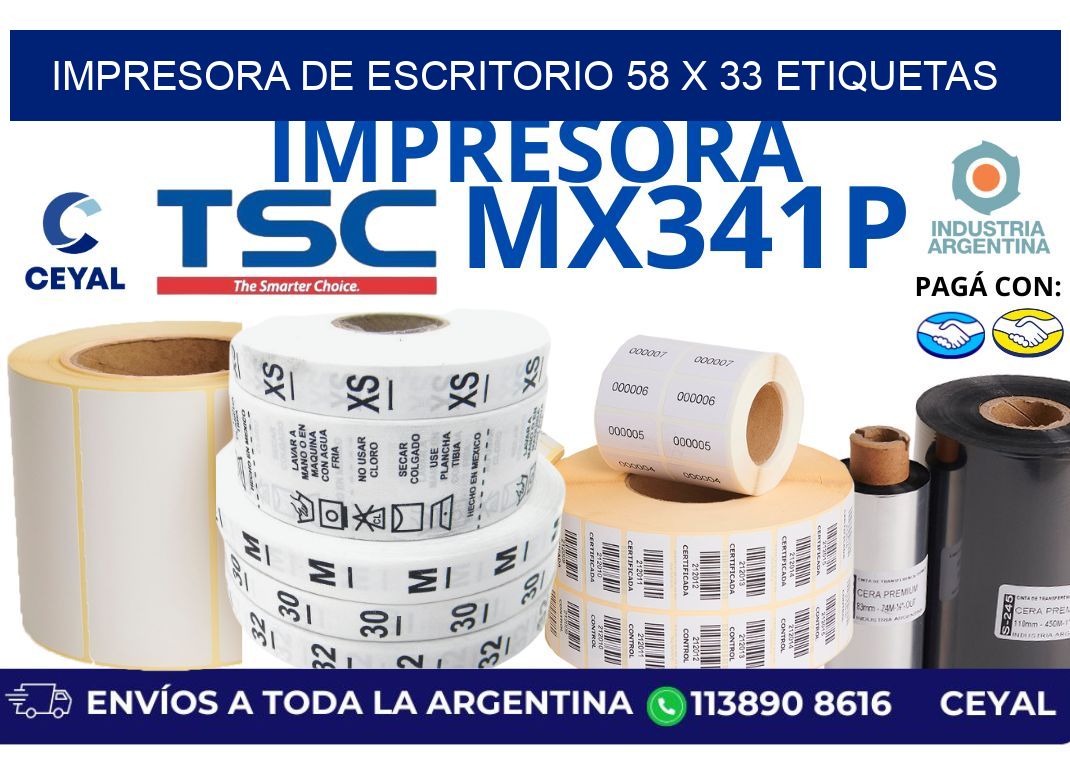 impresora de escritorio 58 x 33 etiquetas