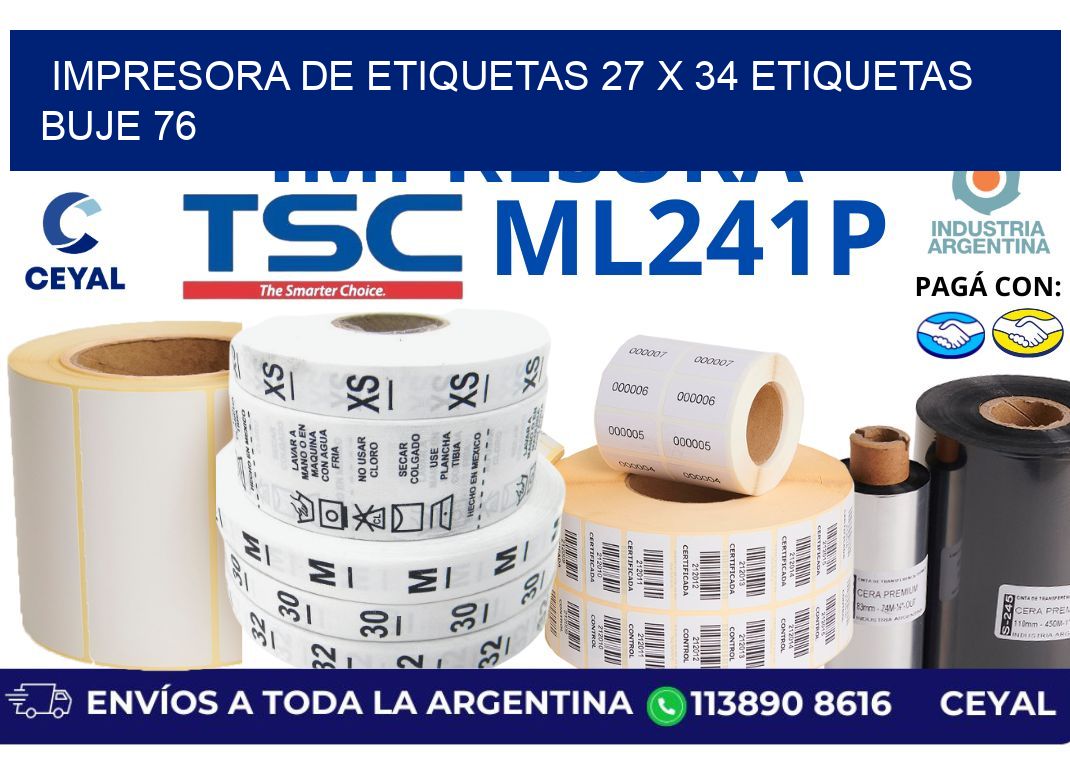 impresora de etiquetas 27 x 34 etiquetas buje 76