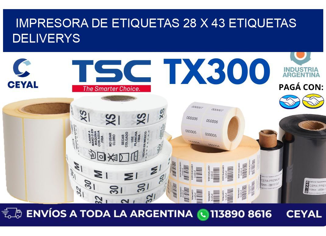 impresora de etiquetas 28 x 43 etiquetas deliverys