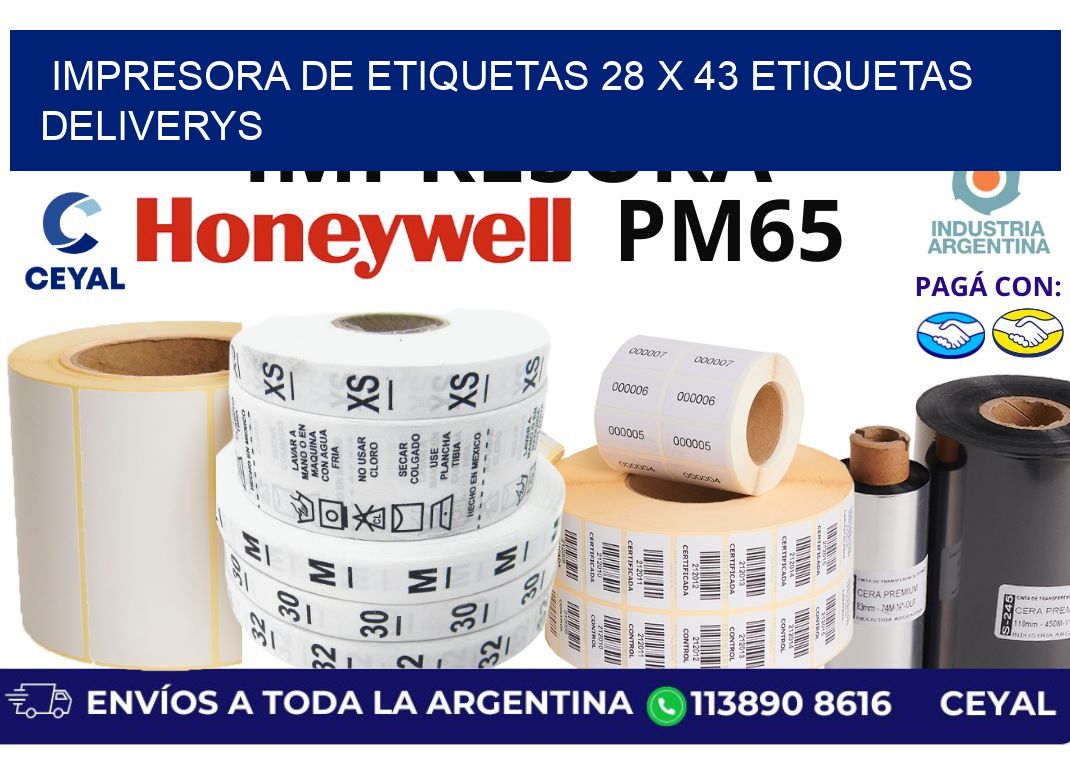impresora de etiquetas 28 x 43 etiquetas deliverys