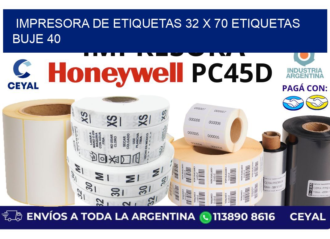 impresora de etiquetas 32 x 70 etiquetas buje 40