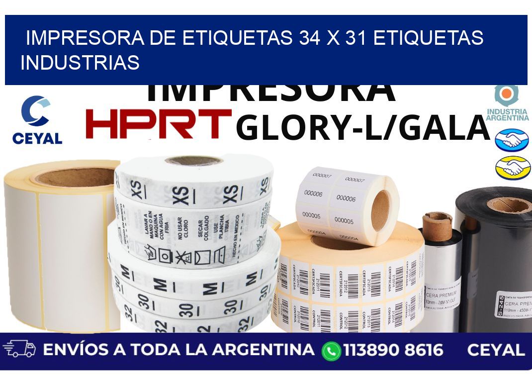 impresora de etiquetas 34 x 31 etiquetas industrias