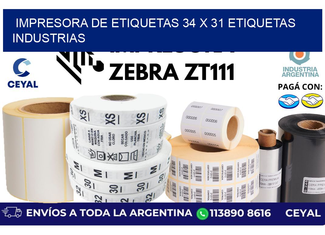 impresora de etiquetas 34 x 31 etiquetas industrias