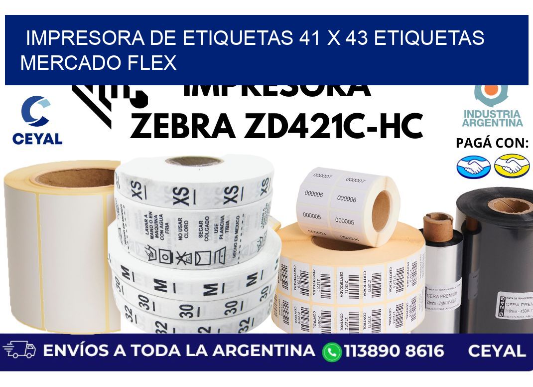 impresora de etiquetas 41 x 43 etiquetas mercado flex