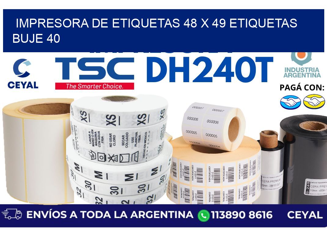 impresora de etiquetas 48 x 49 etiquetas buje 40