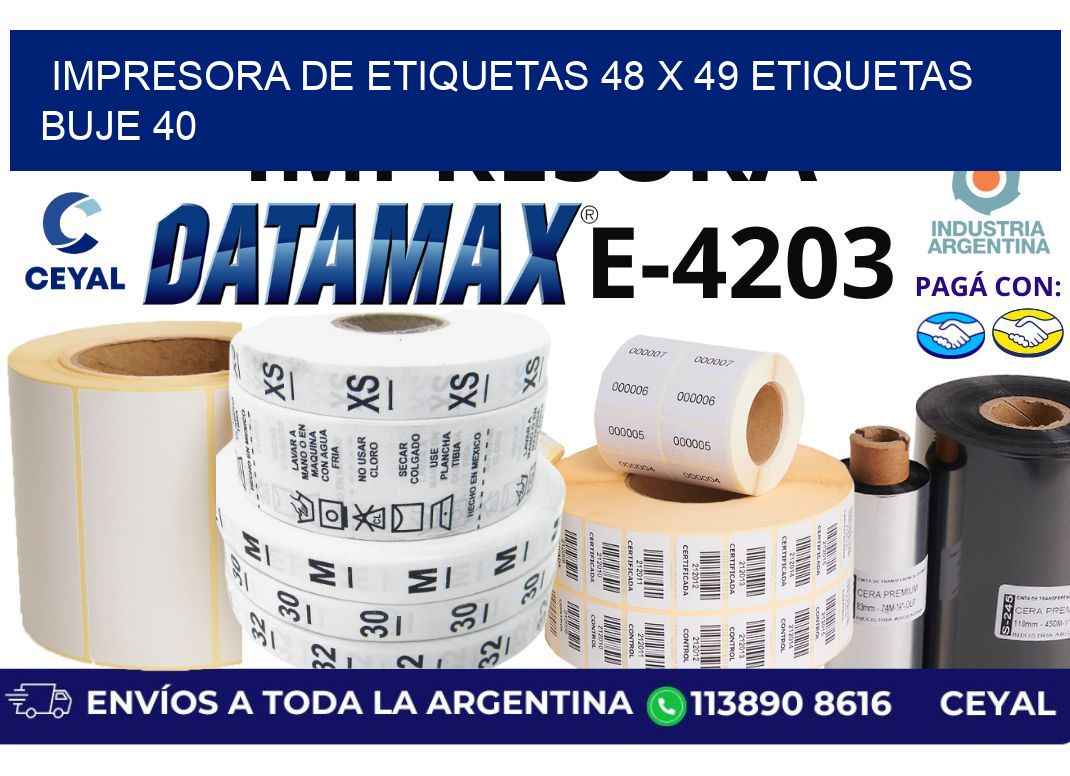 impresora de etiquetas 48 x 49 etiquetas buje 40