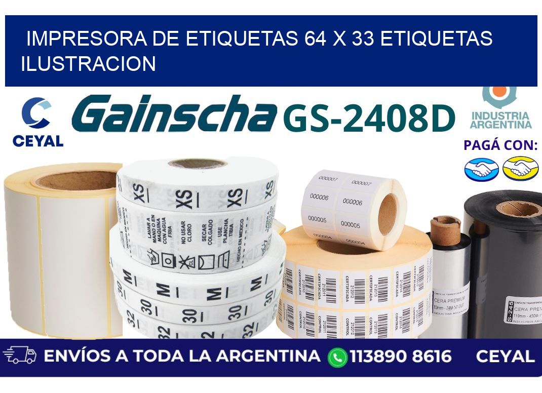 impresora de etiquetas 64 x 33 etiquetas ilustracion