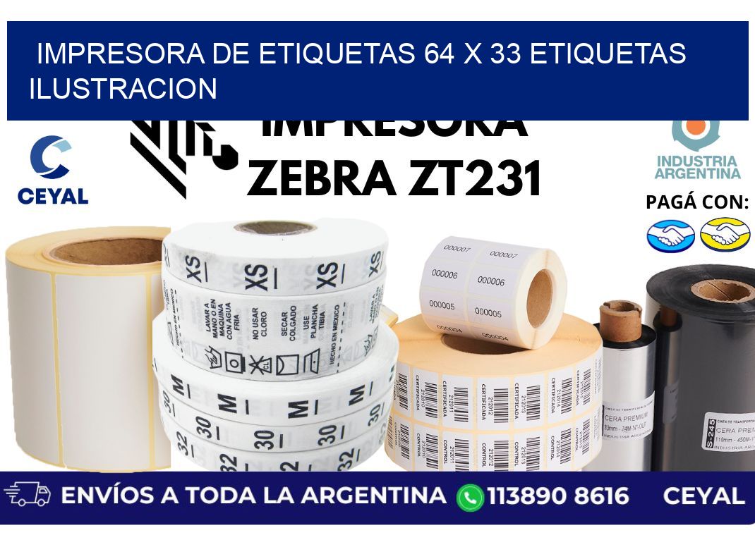 impresora de etiquetas 64 x 33 etiquetas ilustracion