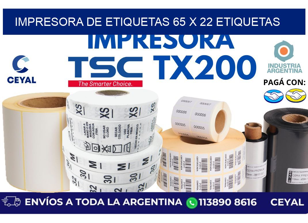 impresora de etiquetas 65 x 22 etiquetas
