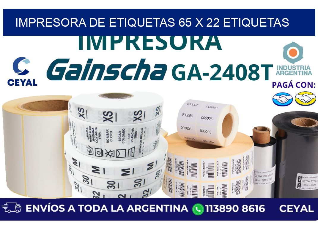 impresora de etiquetas 65 x 22 etiquetas