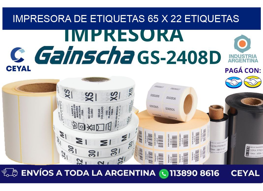 impresora de etiquetas 65 x 22 etiquetas