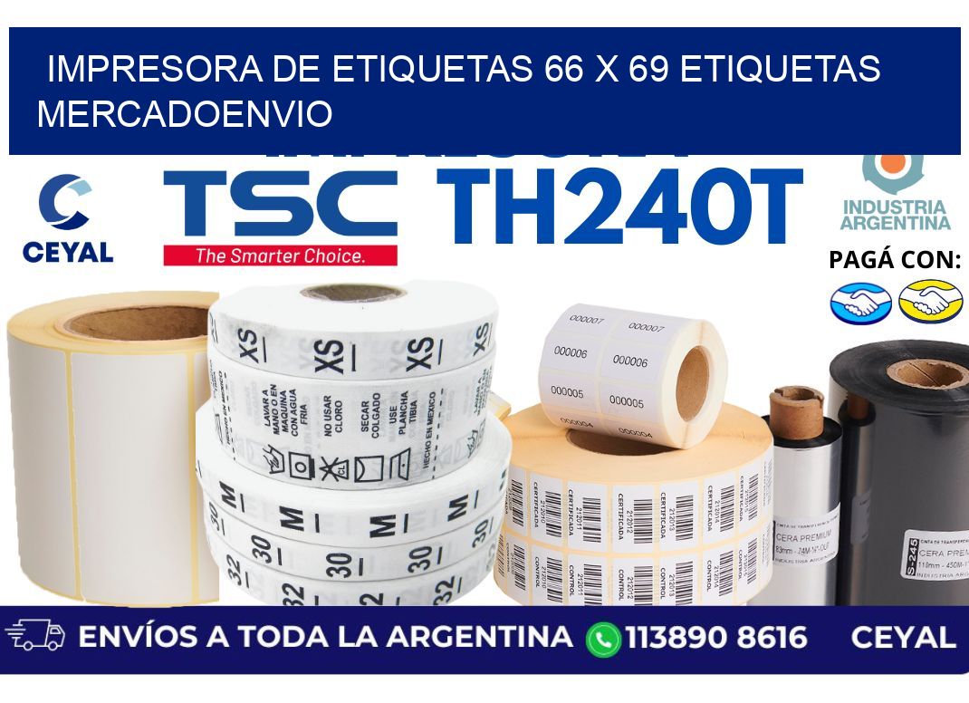 impresora de etiquetas 66 x 69 etiquetas mercadoenvio
