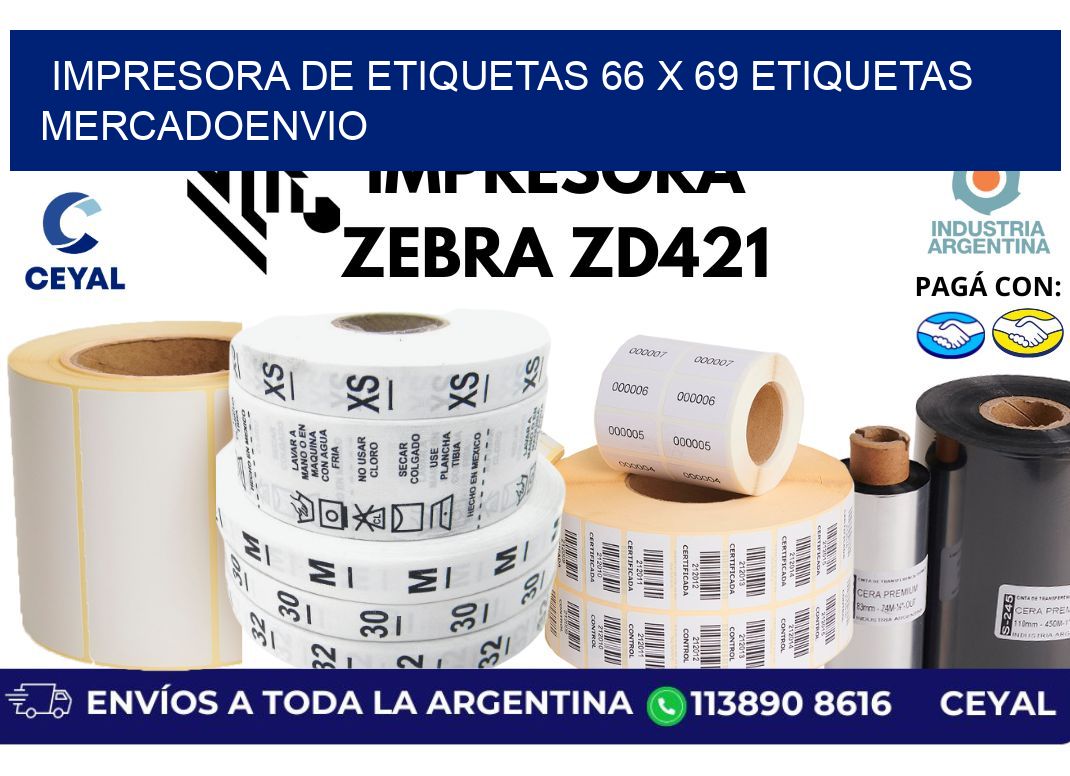 impresora de etiquetas 66 x 69 etiquetas mercadoenvio