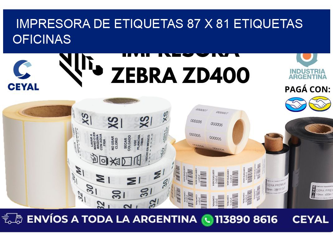 impresora de etiquetas 87 x 81 etiquetas oficinas