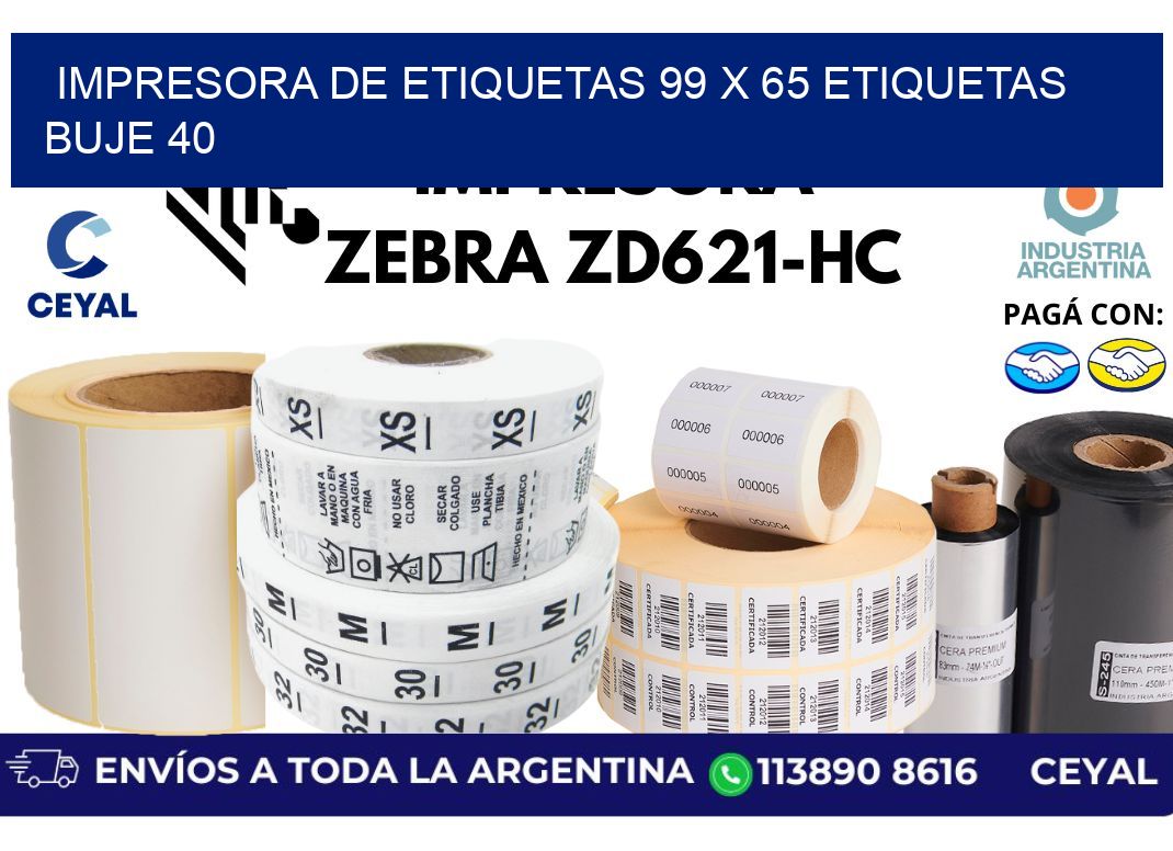 impresora de etiquetas 99 x 65 etiquetas buje 40