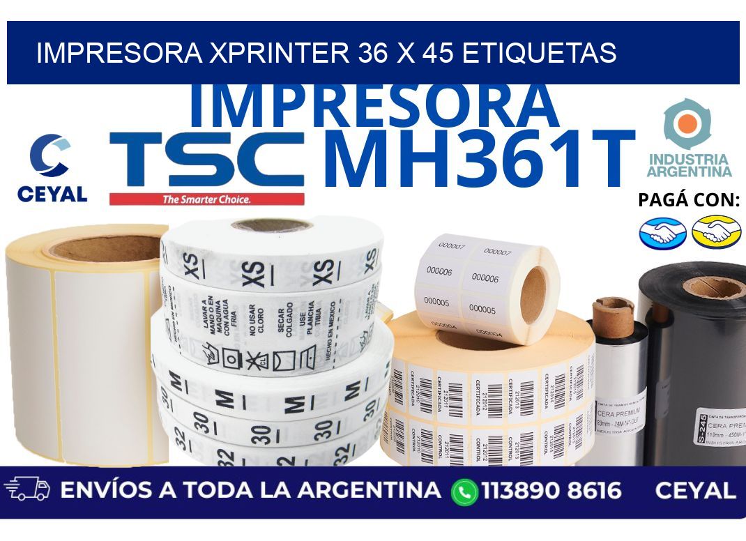 impresora xprinter 36 x 45 etiquetas