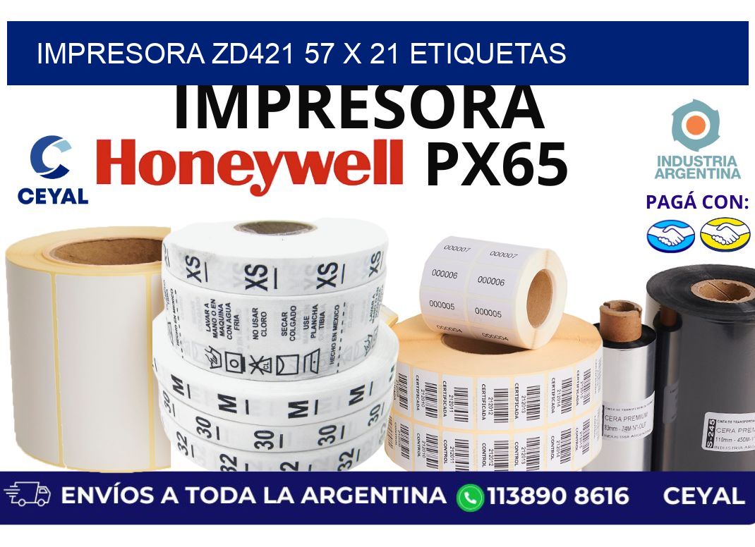 impresora zd421 57 x 21 etiquetas