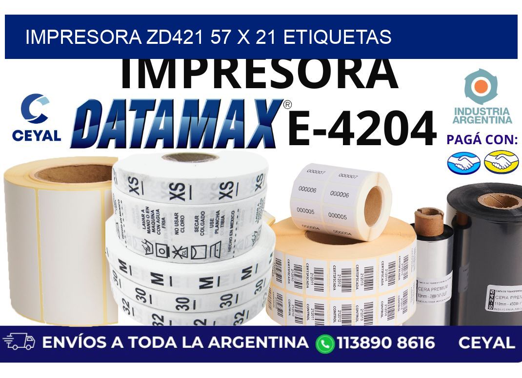 impresora zd421 57 x 21 etiquetas