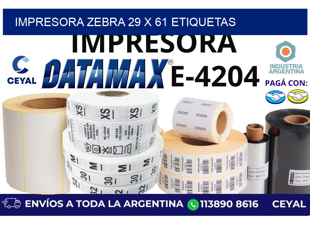 impresora zebra 29 x 61 etiquetas