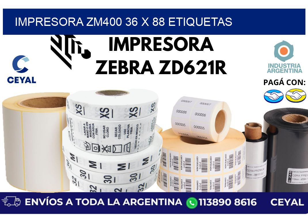 impresora zm400 36 x 88 etiquetas
