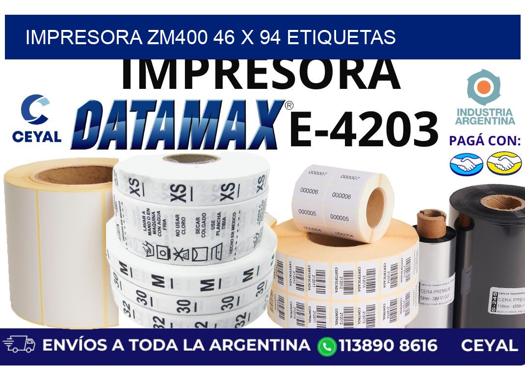 impresora zm400 46 x 94 etiquetas