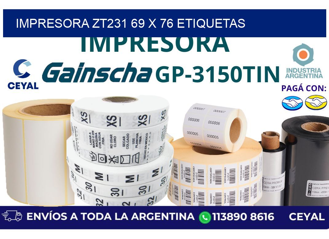 impresora zt231 69 x 76 etiquetas