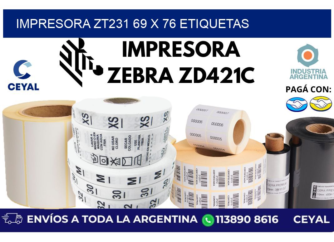 impresora zt231 69 x 76 etiquetas