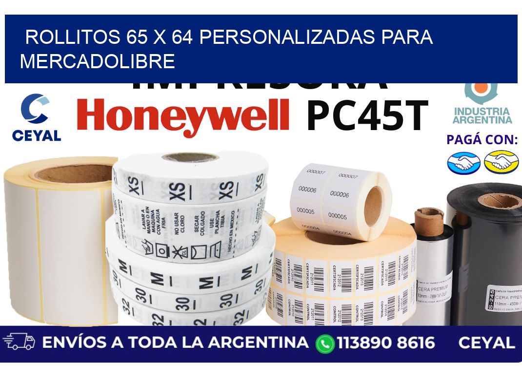 rollitos 65 x 64 personalizadas para mercadolibre