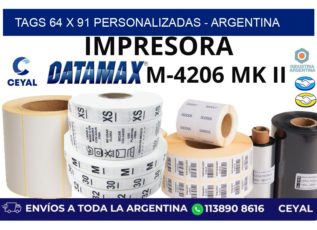 tags 64 x 91 personalizadas - Argentina