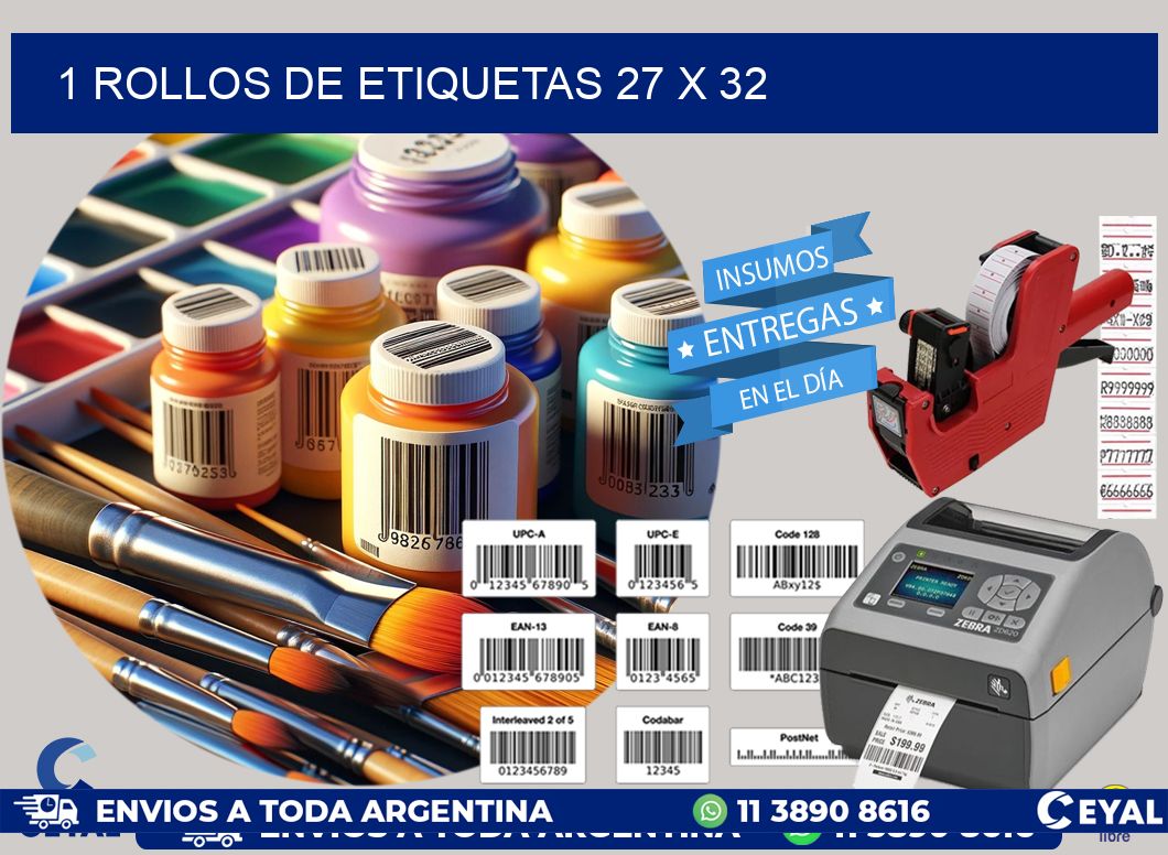 1 ROLLOS DE ETIQUETAS 27 x 32