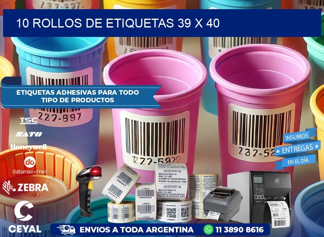 10 ROLLOS DE ETIQUETAS 39 x 40