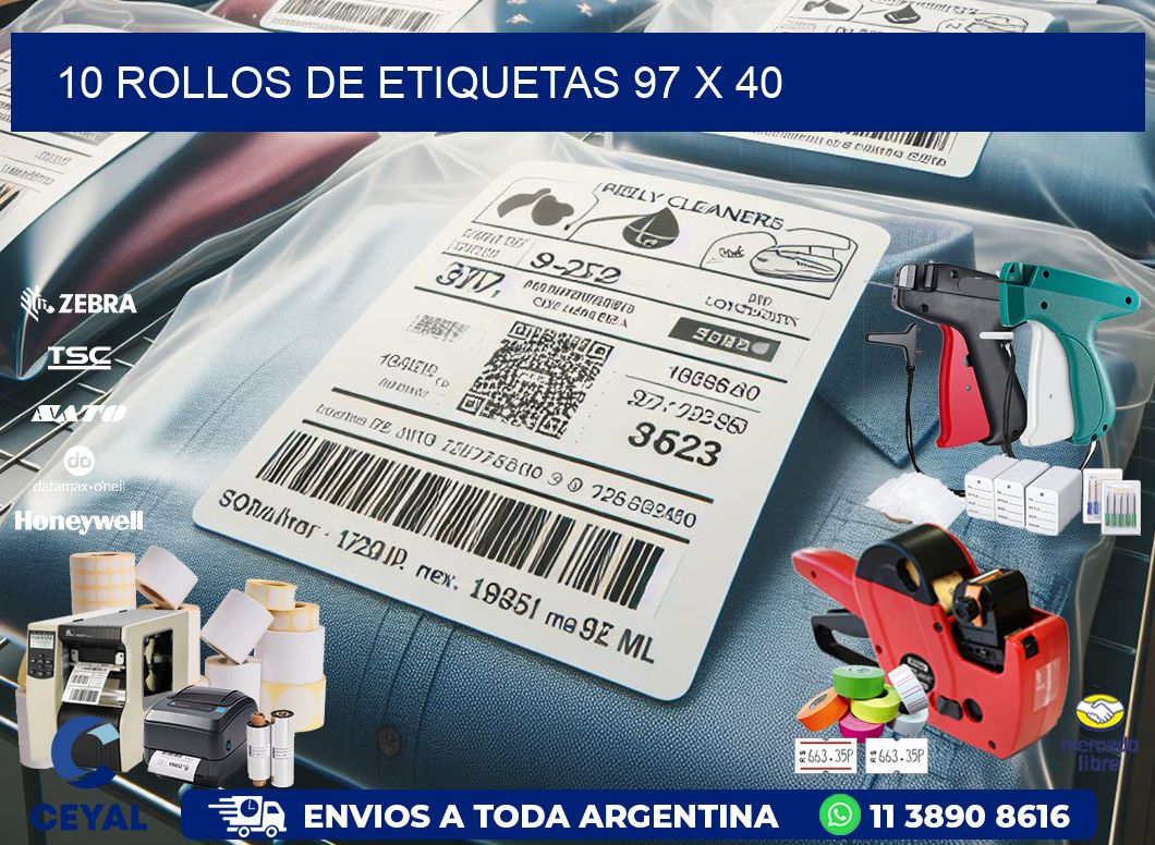10 ROLLOS DE ETIQUETAS 97 x 40