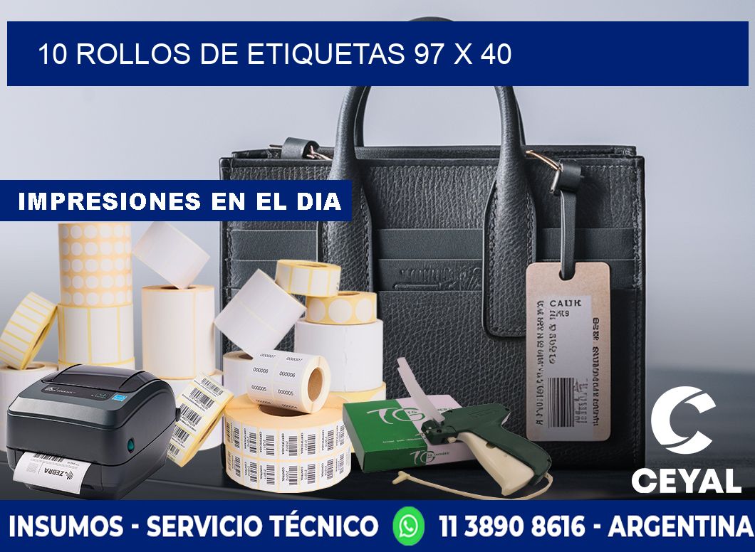 10 ROLLOS DE ETIQUETAS 97 x 40