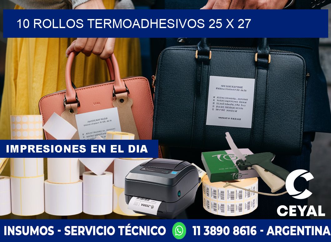 10 ROLLOS TERMOADHESIVOS 25 x 27