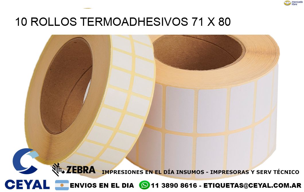 10 ROLLOS TERMOADHESIVOS 71 x 80