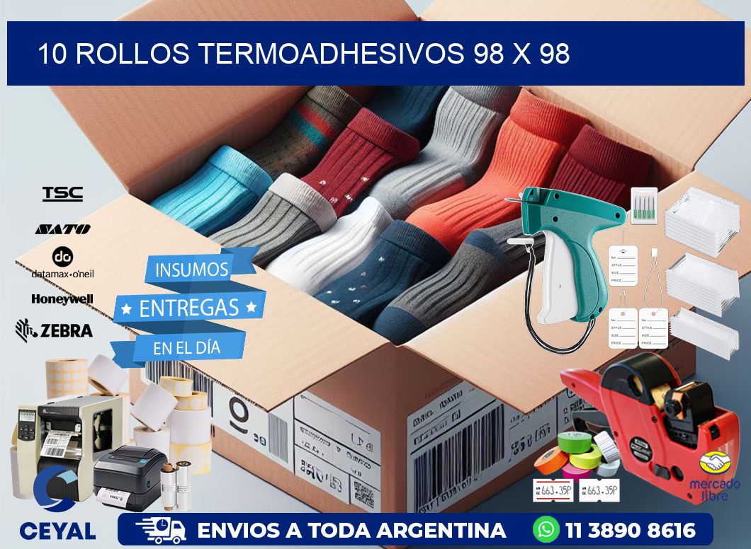 10 ROLLOS TERMOADHESIVOS 98 x 98