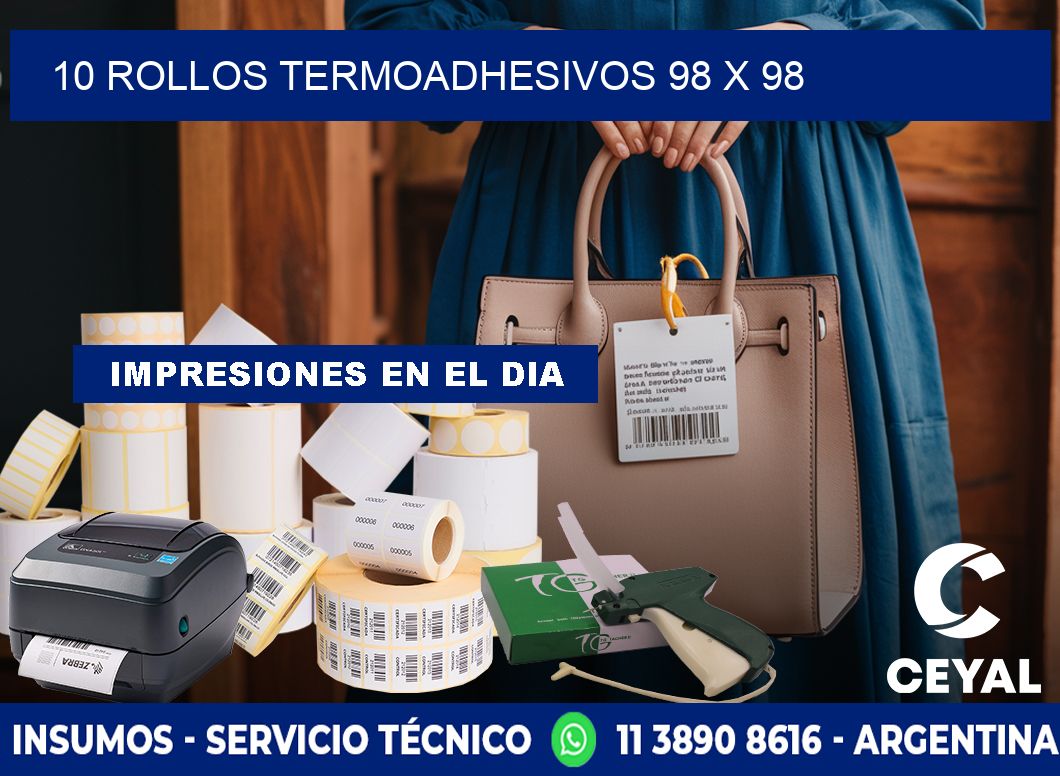 10 ROLLOS TERMOADHESIVOS 98 x 98