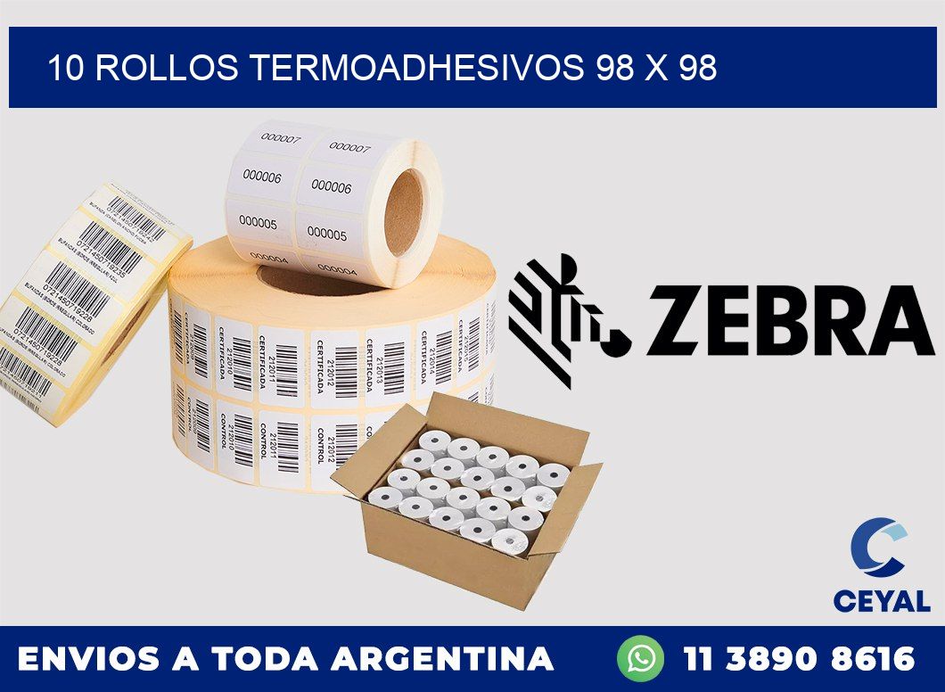 10 ROLLOS TERMOADHESIVOS 98 x 98