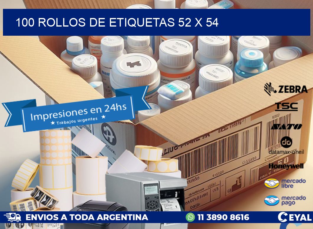 100 ROLLOS DE ETIQUETAS 52 x 54