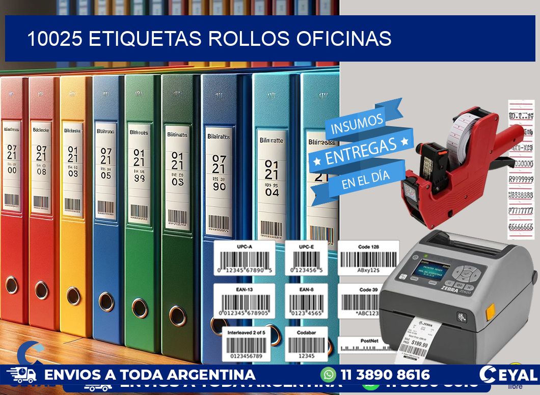 10025 etiquetas rollos OFICINAS
