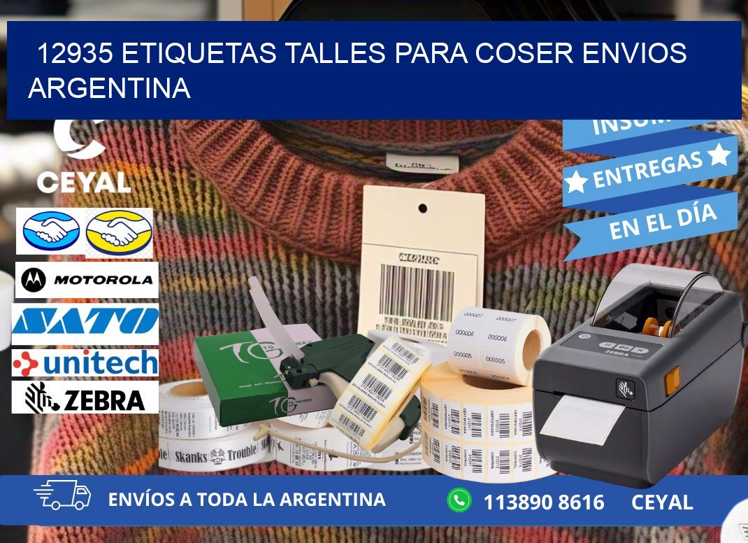 12935 ETIQUETAS TALLES PARA COSER ENVIOS ARGENTINA