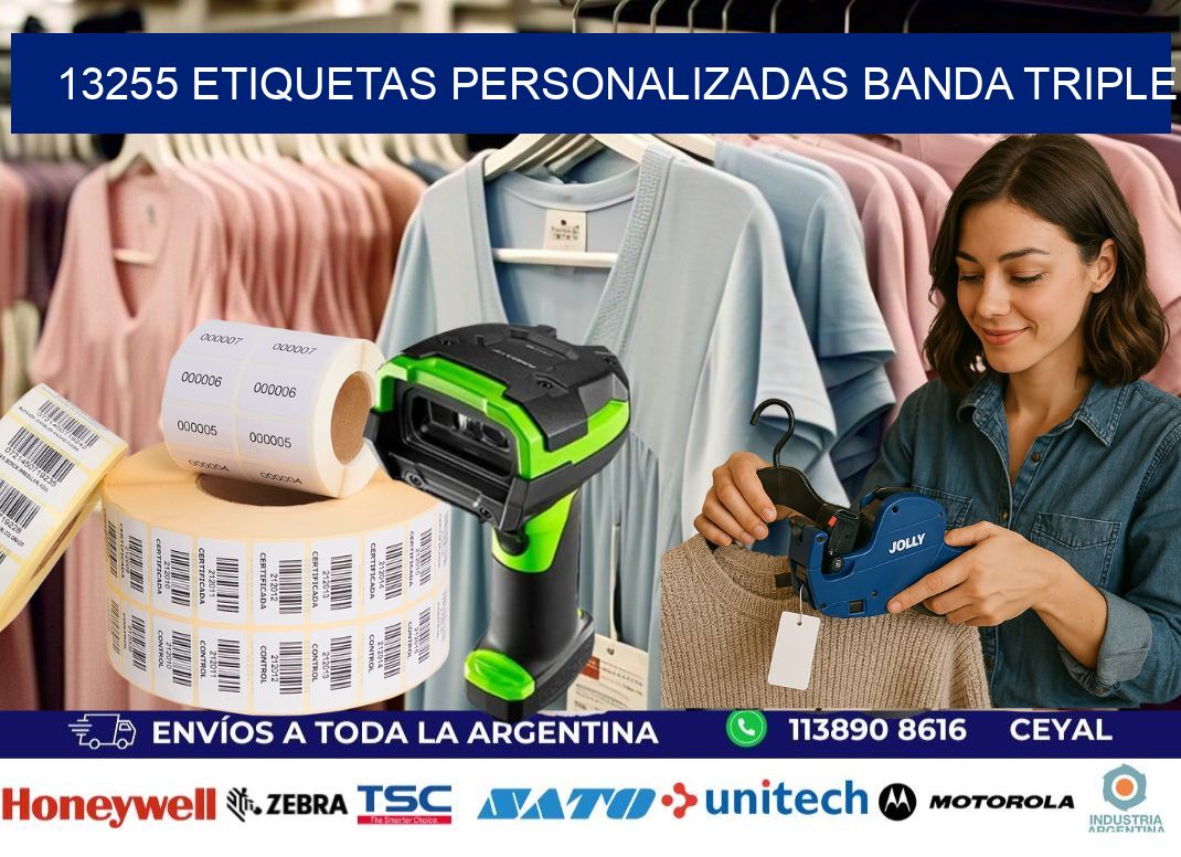 13255 Etiquetas personalizadas banda triple
