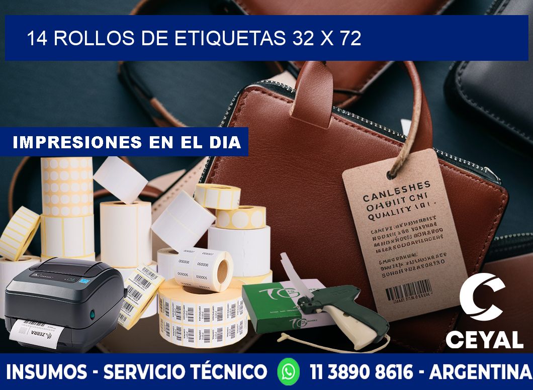 14 ROLLOS DE ETIQUETAS 32 x 72