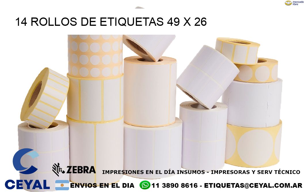 14 ROLLOS DE ETIQUETAS 49 x 26