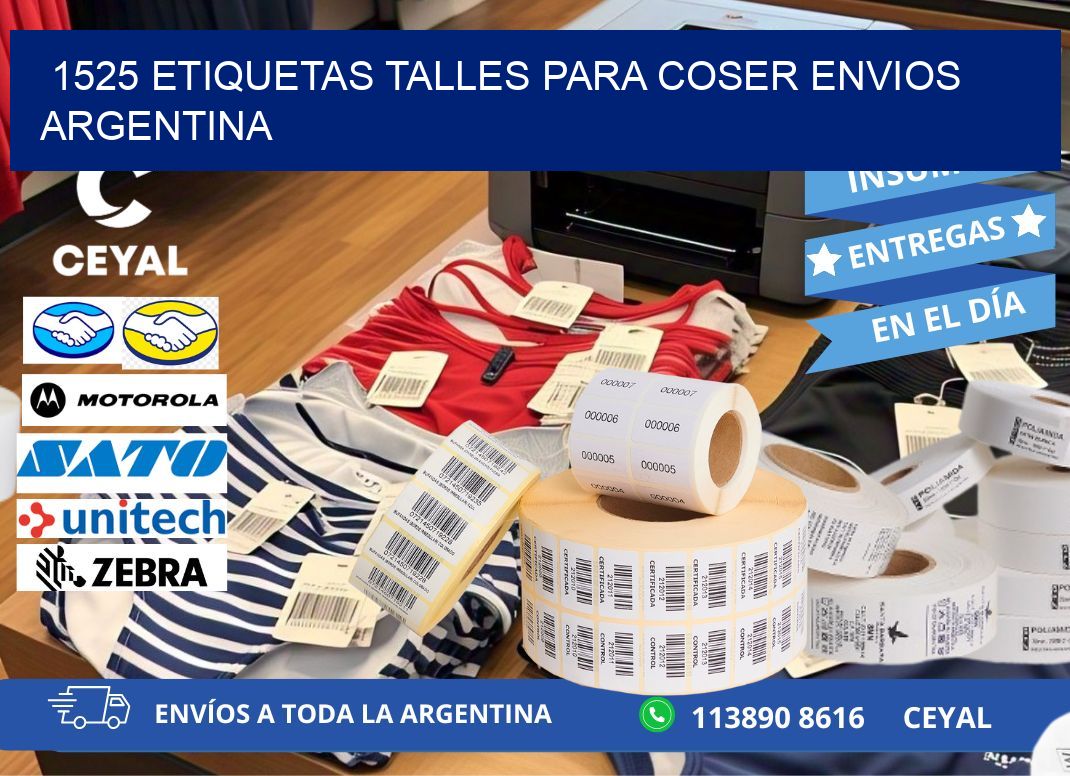 1525 ETIQUETAS TALLES PARA COSER ENVIOS ARGENTINA