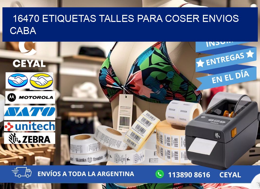 16470 ETIQUETAS TALLES PARA COSER ENVIOS CABA