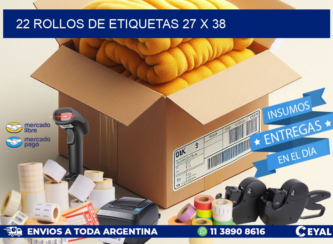 22 ROLLOS DE ETIQUETAS 27 x 38