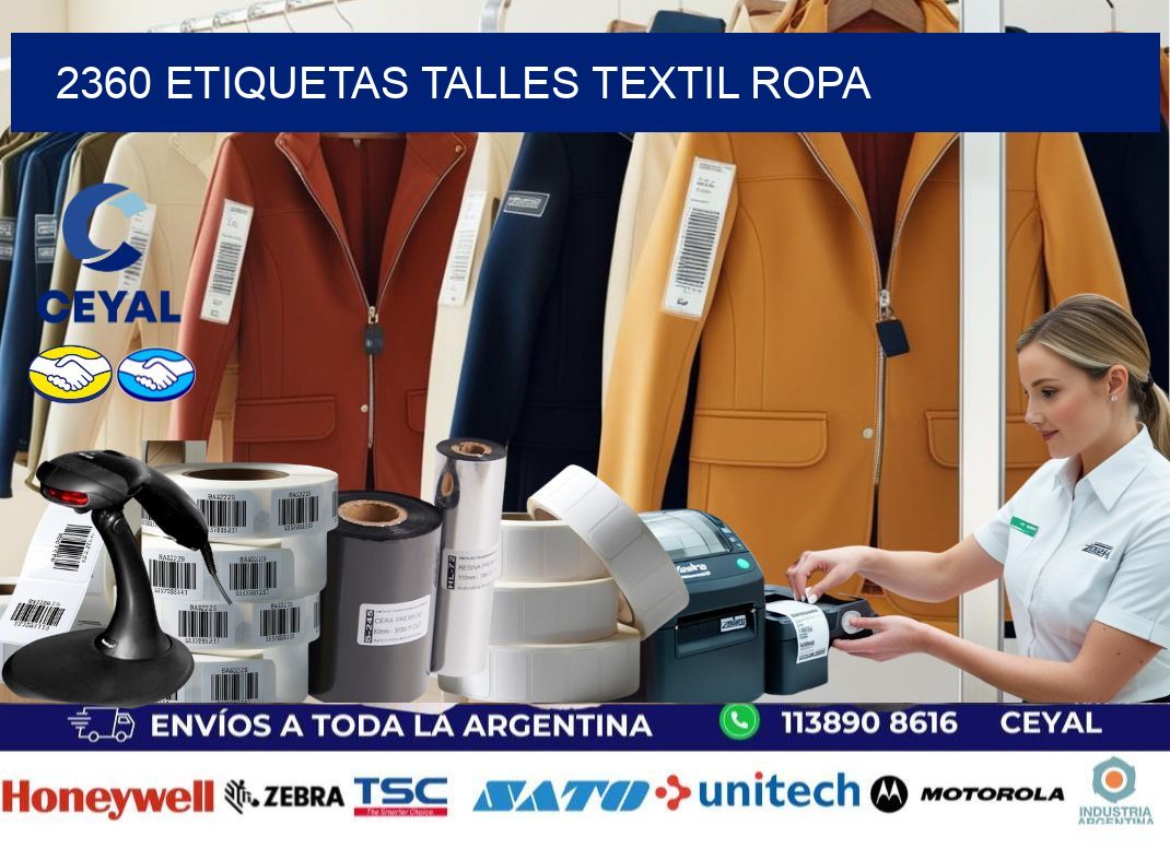 2360 ETIQUETAS TALLES TEXTIL ROPA